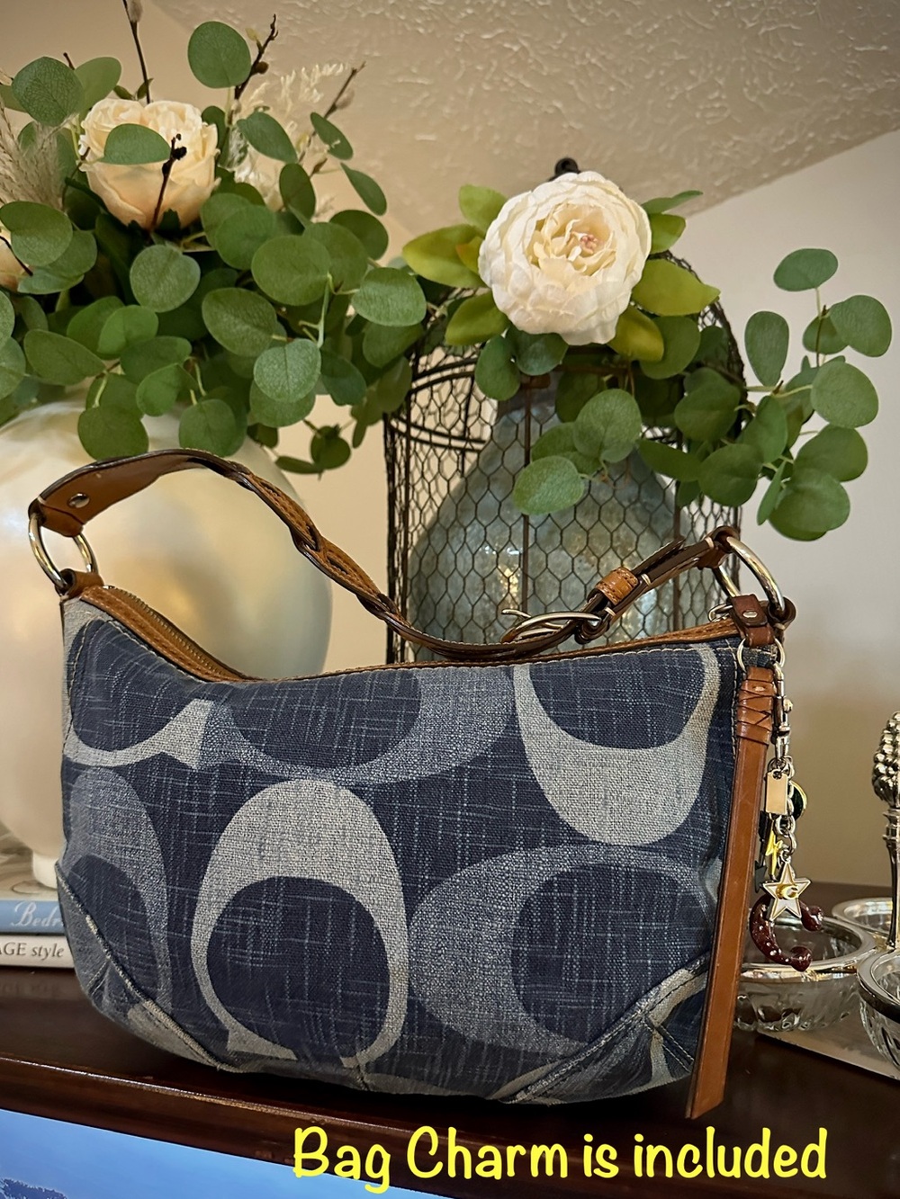Coach Signature Jumbo C Tonal Denim Hobo Bag - Picture 15 of 16